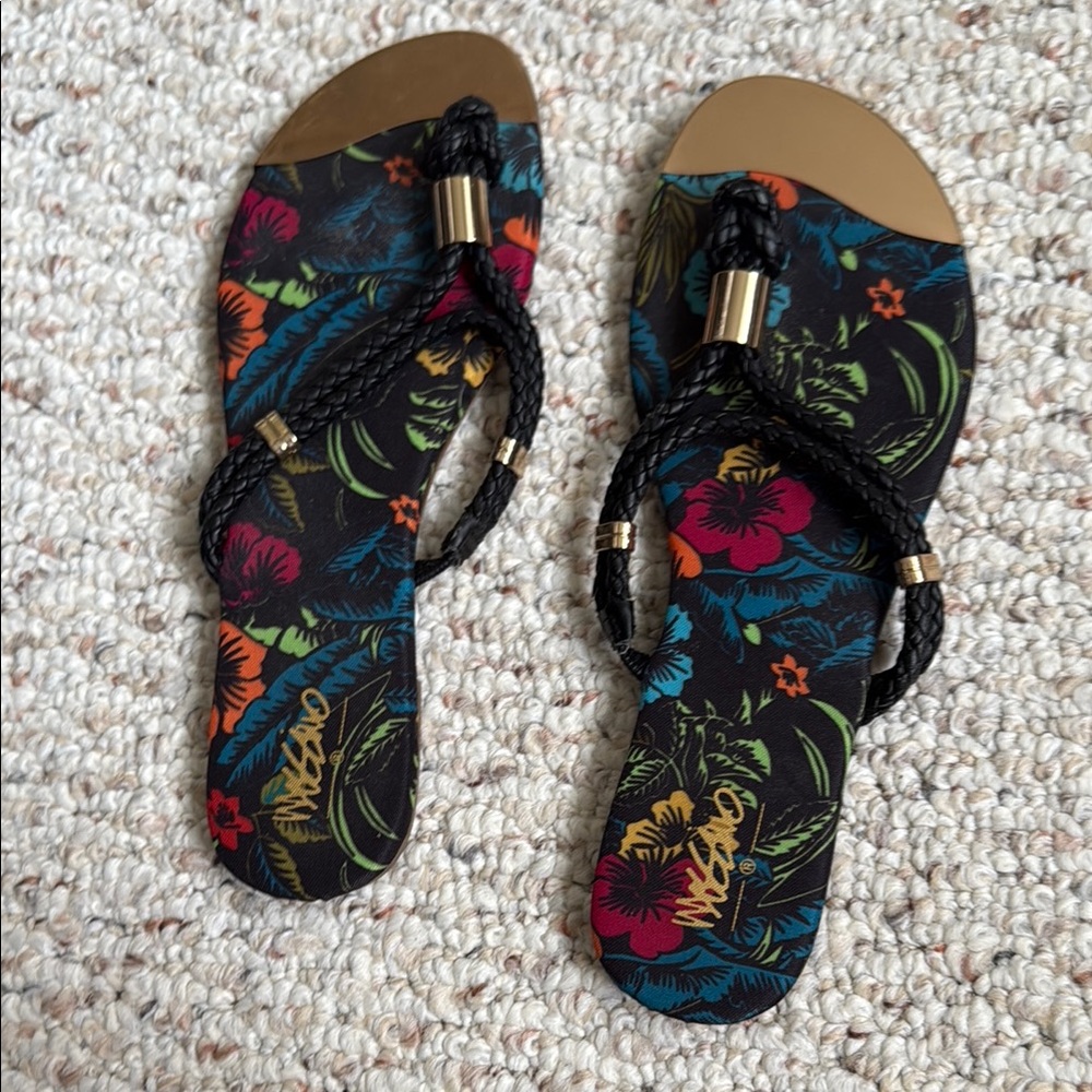 Mossimo Sandals Women 7 Audrey Floral Flip Flop Slides Multicolor Braided target